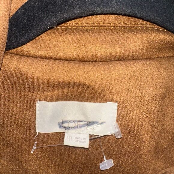 LOFT $160 Faux Suede Moto Jacket Toasted Biscotti Medium Tall NEW - Picture 5 of 8